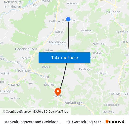 Verwaltungsverband Steinlach-Wiesaz to Gemarkung Starzeln map