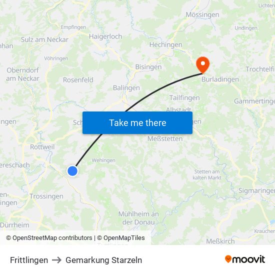 Frittlingen to Gemarkung Starzeln map