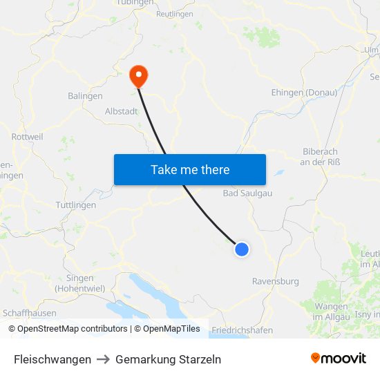 Fleischwangen to Gemarkung Starzeln map