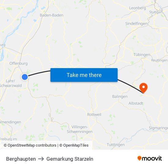 Berghaupten to Gemarkung Starzeln map