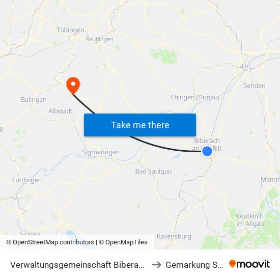 Verwaltungsgemeinschaft Biberach An Der Riß to Gemarkung Starzeln map