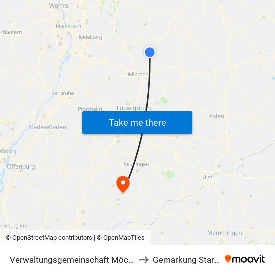 Verwaltungsgemeinschaft Möckmühl to Gemarkung Starzeln map