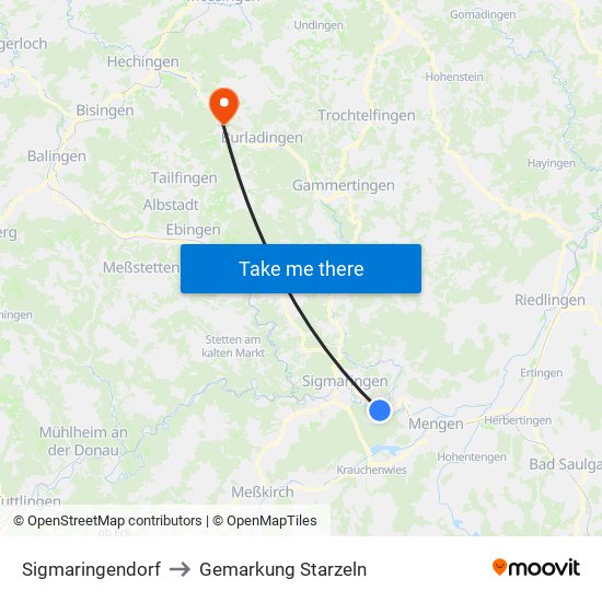 Sigmaringendorf to Gemarkung Starzeln map