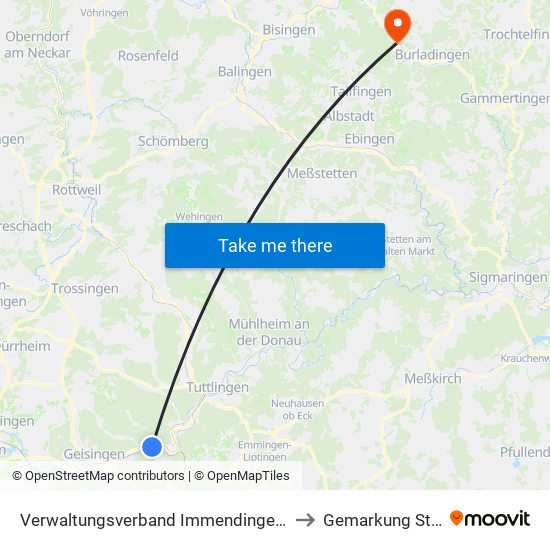 Verwaltungsverband Immendingen-Geisingen to Gemarkung Starzeln map