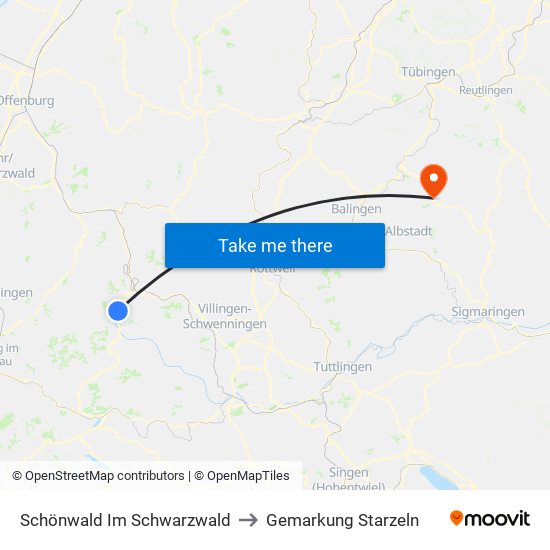 Schönwald Im Schwarzwald to Gemarkung Starzeln map