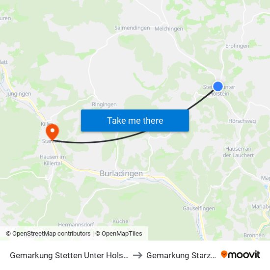 Gemarkung Stetten Unter Holstein to Gemarkung Starzeln map