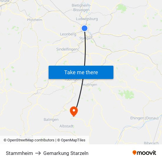 Stammheim to Gemarkung Starzeln map