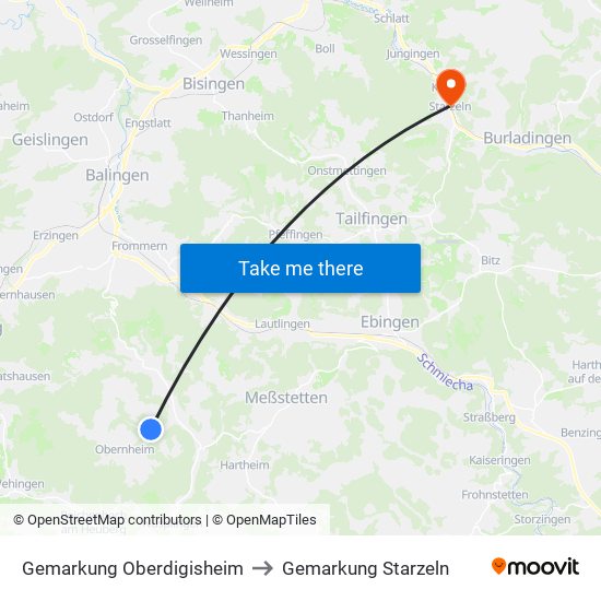 Gemarkung Oberdigisheim to Gemarkung Starzeln map