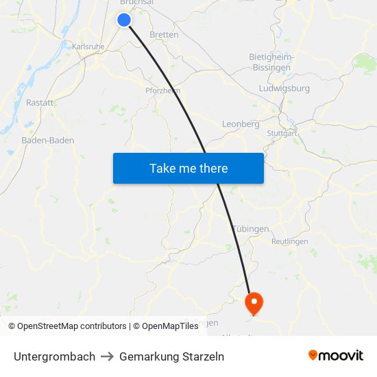 Untergrombach to Gemarkung Starzeln map