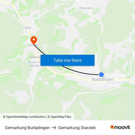 Gemarkung Burladingen to Gemarkung Starzeln map