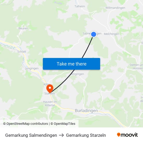 Gemarkung Salmendingen to Gemarkung Starzeln map