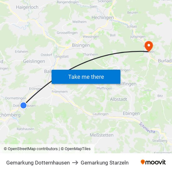 Gemarkung Dotternhausen to Gemarkung Starzeln map