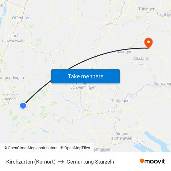 Kirchzarten (Kernort) to Gemarkung Starzeln map