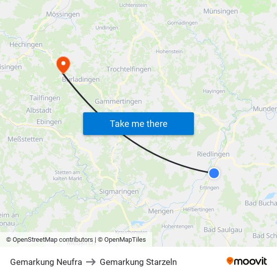 Gemarkung Neufra to Gemarkung Starzeln map