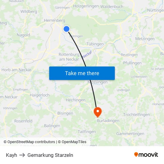 Kayh to Gemarkung Starzeln map