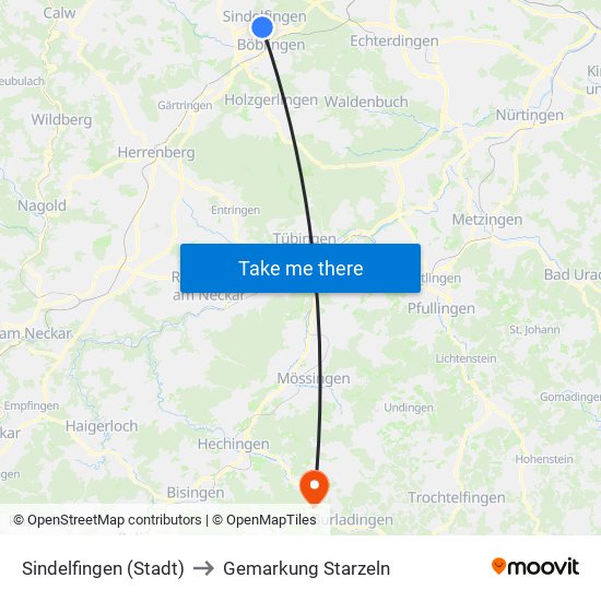 Sindelfingen (Stadt) to Gemarkung Starzeln map