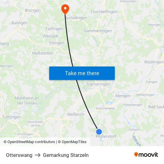 Otterswang to Gemarkung Starzeln map