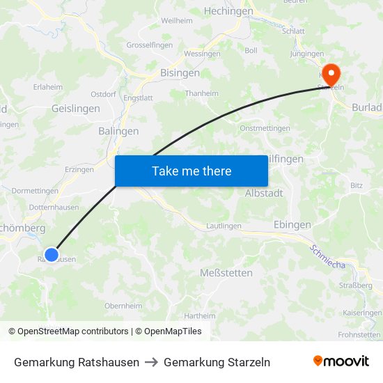 Gemarkung Ratshausen to Gemarkung Starzeln map