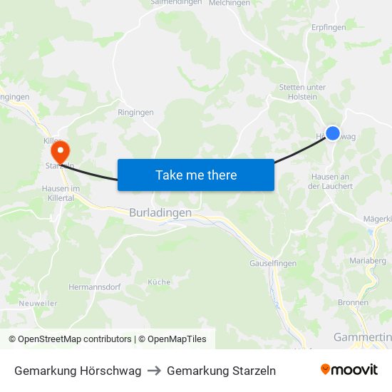 Gemarkung Hörschwag to Gemarkung Starzeln map