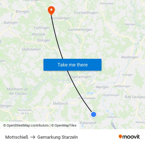 Mottschieß to Gemarkung Starzeln map
