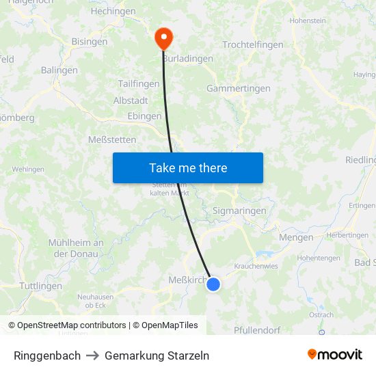 Ringgenbach to Gemarkung Starzeln map