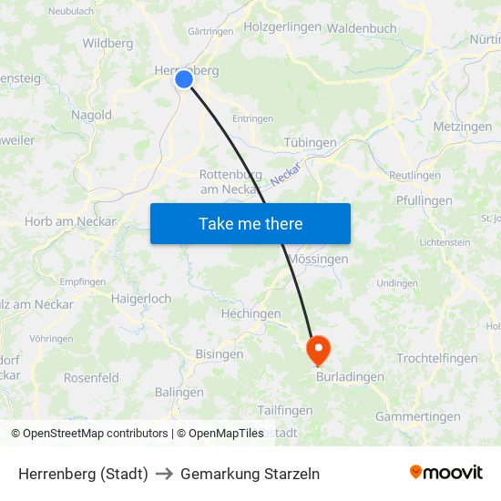 Herrenberg (Stadt) to Gemarkung Starzeln map