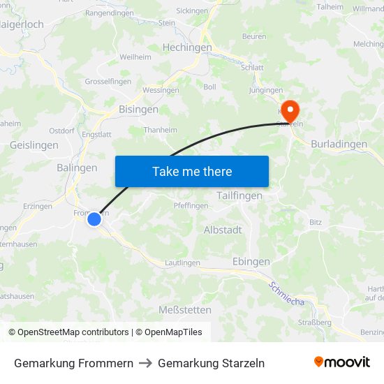 Gemarkung Frommern to Gemarkung Starzeln map