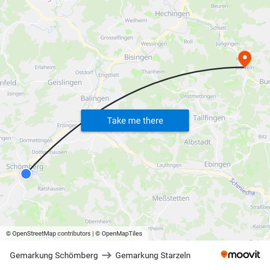 Gemarkung Schömberg to Gemarkung Starzeln map