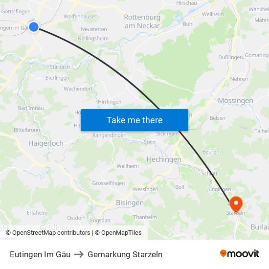 Eutingen Im Gäu to Gemarkung Starzeln map