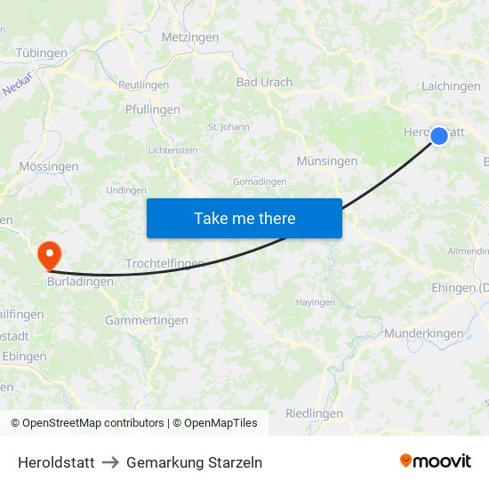 Heroldstatt to Gemarkung Starzeln map