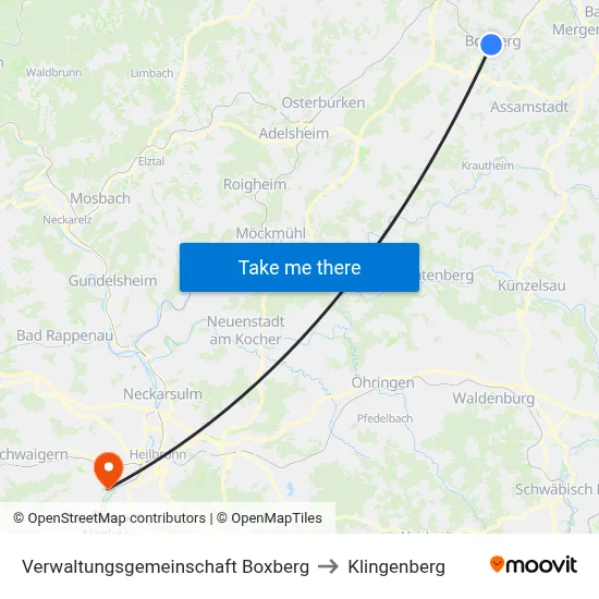 Verwaltungsgemeinschaft Boxberg to Klingenberg map
