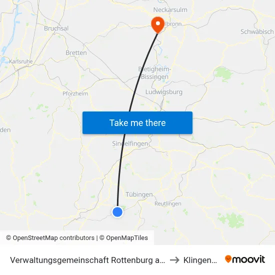 Verwaltungsgemeinschaft Rottenburg am Neckar to Klingenberg map