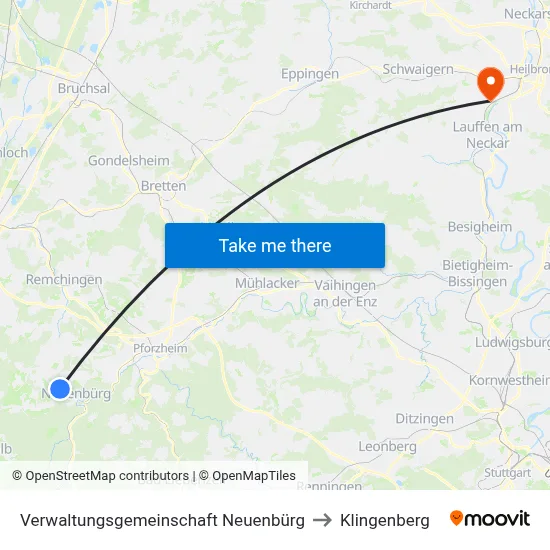 Verwaltungsgemeinschaft Neuenbürg to Klingenberg map