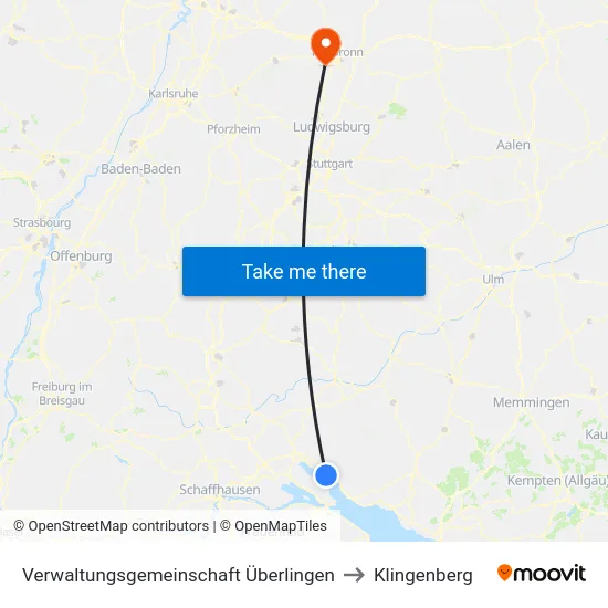 Verwaltungsgemeinschaft Überlingen to Klingenberg map