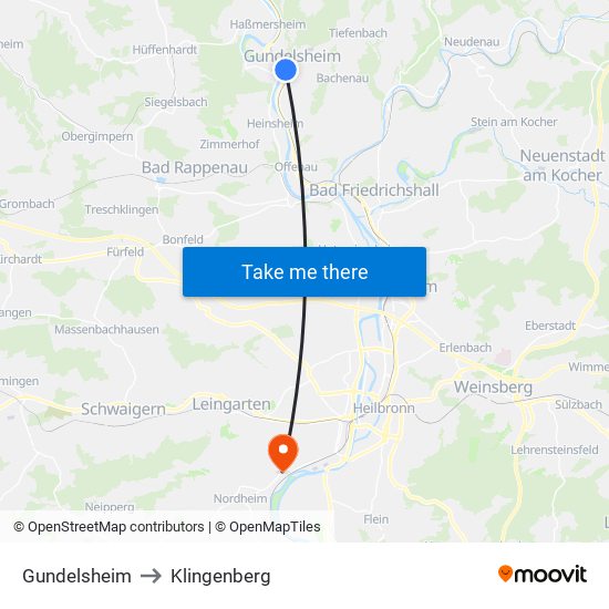 Gundelsheim to Klingenberg map