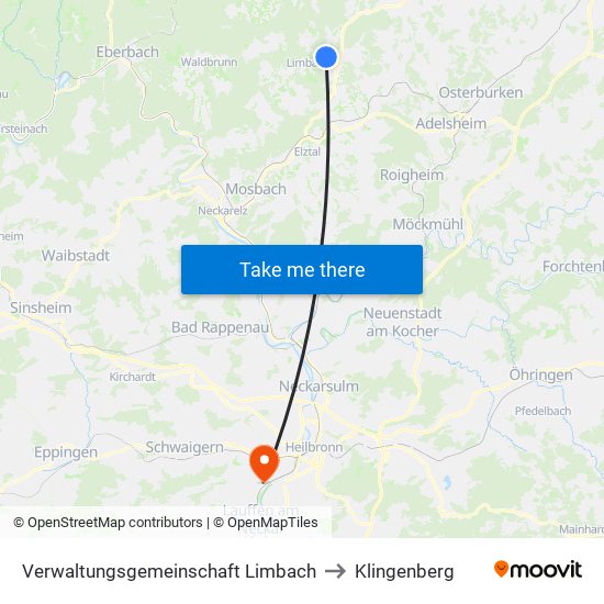 Verwaltungsgemeinschaft Limbach to Klingenberg map