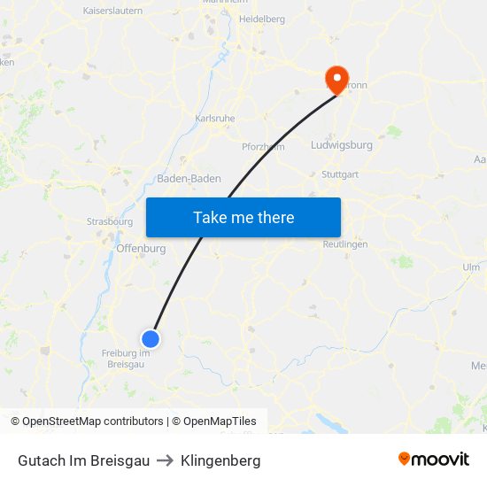 Gutach Im Breisgau to Klingenberg map