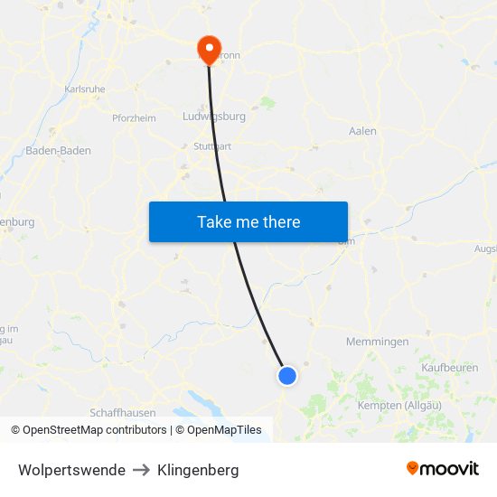 Wolpertswende to Klingenberg map