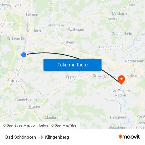 Bad Schönborn to Klingenberg map