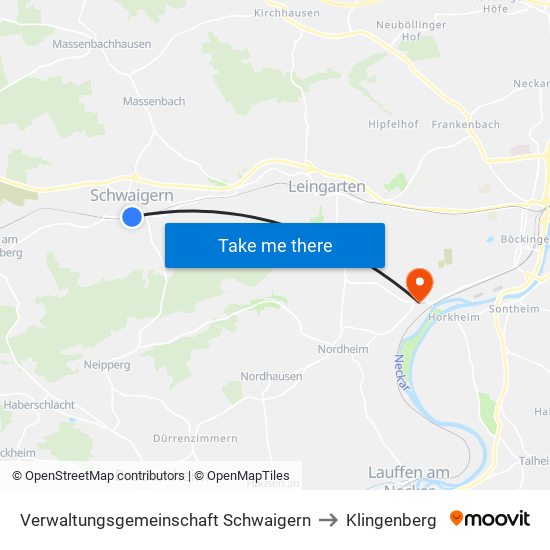 Verwaltungsgemeinschaft Schwaigern to Klingenberg map