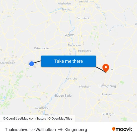 Thaleischweiler-Wallhalben to Klingenberg map