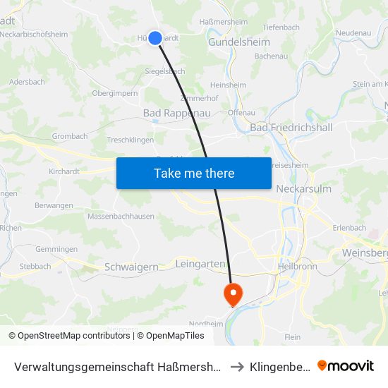 Verwaltungsgemeinschaft Haßmersheim to Klingenberg map