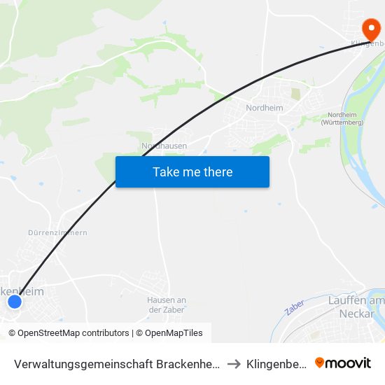 Verwaltungsgemeinschaft Brackenheim to Klingenberg map