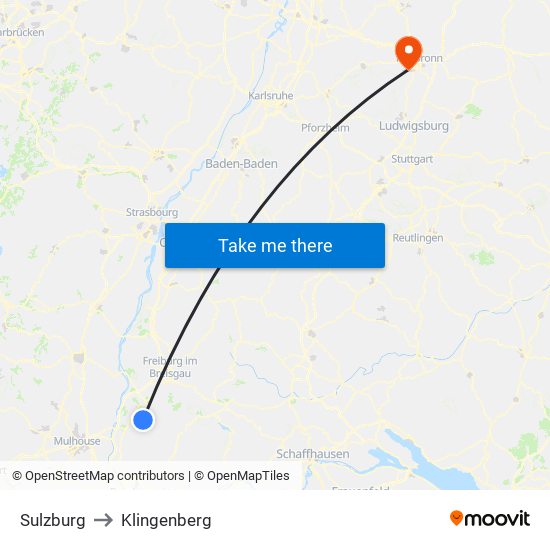 Sulzburg to Klingenberg map