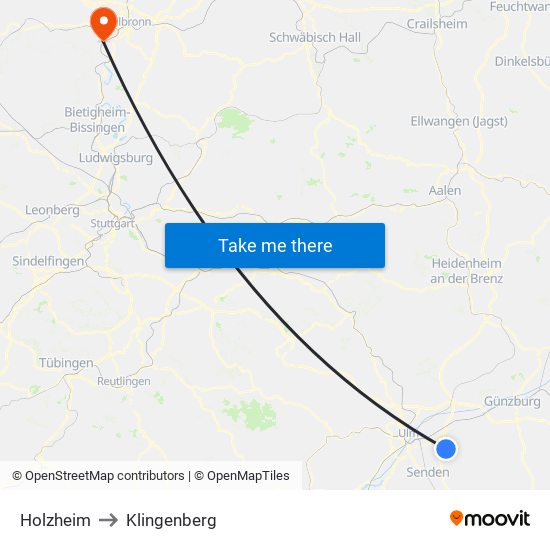 Holzheim to Klingenberg map