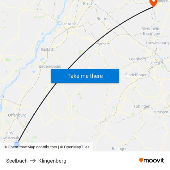 Seelbach to Klingenberg map