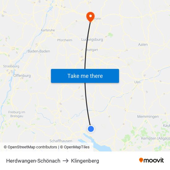 Herdwangen-Schönach to Klingenberg map