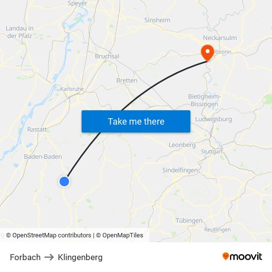 Forbach to Klingenberg map