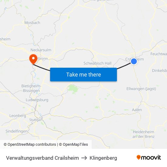 Verwaltungsverband Crailsheim to Klingenberg map