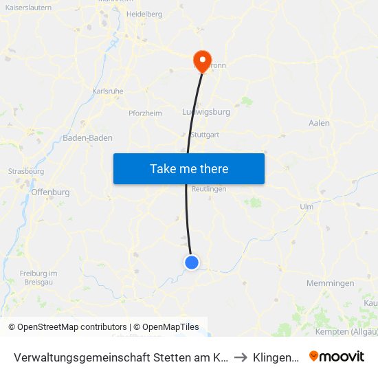 Verwaltungsgemeinschaft Stetten am Kalten Markt to Klingenberg map